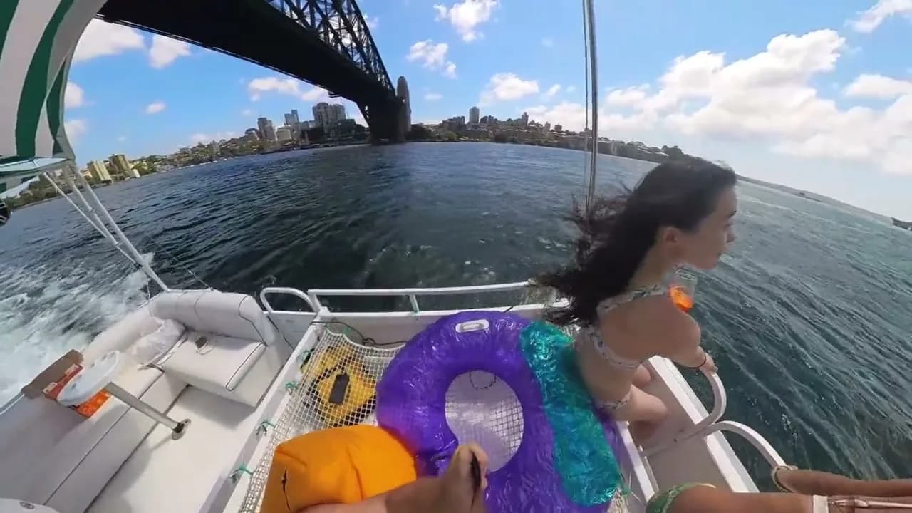 Passing under the Harbour Bridge on Capri